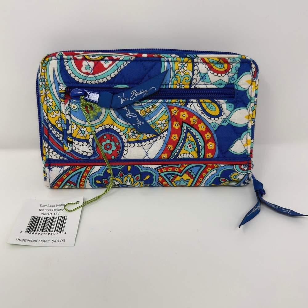 Vera Bradley Marina Paisley Turn Lock Wallet Quilted Cotton 10913-141 NWT